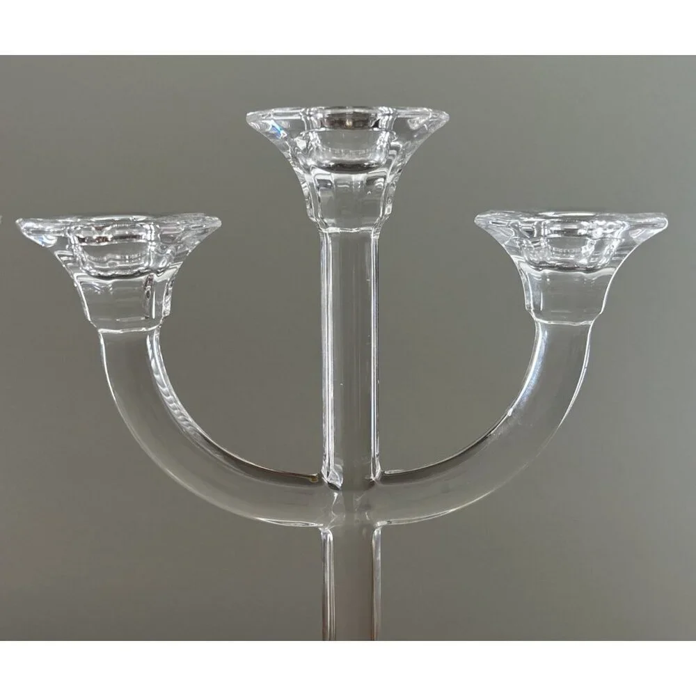 Pair of Villeroy + Boch Crystal 3 Arm Candelabra  12” H